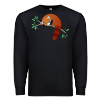 Black red panda sleeping Premium Sweatshirt - artisFamous