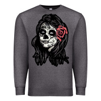 Charcoal Heather sugar skull lady Premium Sweatshirt - artisFamous