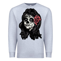 Heather Grey sugar skull lady Premium Sweatshirt - artisFamous