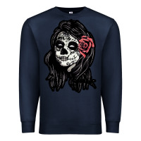 Navy sugar skull lady Premium Sweatshirt - artisFamous