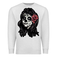 Oatmeal Heather sugar skull lady Premium Sweatshirt - artisFamous