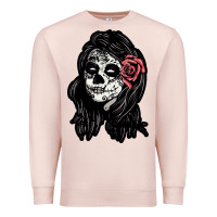 Pale Pink sugar skull lady Premium Sweatshirt - artisFamous