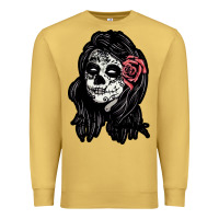 Antique Gold sugar skull lady Premium Sweatshirt - artisFamous