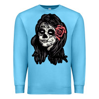 Ocean Blue sugar skull lady Premium Sweatshirt - artisFamous