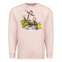 Pale Pink calvin and hobbes bill watterson Premium Sweatshirt - artisFamous