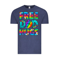 Vintage Denim Pride LGBTQ Free Dad Hugs Vintage Tee - BundleAndBundleShop