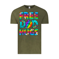Vintage Olive Pride LGBTQ Free Dad Hugs Vintage Tee - BundleAndBundleShop