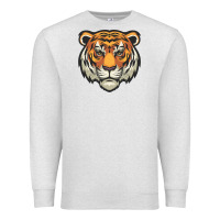 Oatmeal Heather tiger vector face Premium Sweatshirt - artisFamous