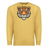Antique Gold tiger vector face Premium Sweatshirt - artisFamous