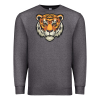 Charcoal Heather tiger vector face Premium Sweatshirt - artisFamous