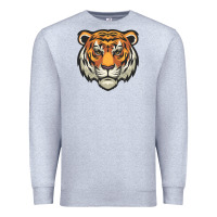 Heather Grey tiger vector face Premium Sweatshirt - artisFamous