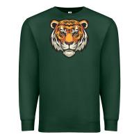 Sports Green tiger vector face Premium Sweatshirt - artisFamous