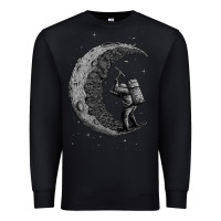 Black digging the moon Premium Sweatshirt - artisFamous