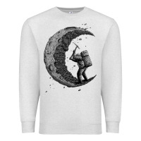 Oatmeal Heather digging the moon Premium Sweatshirt - artisFamous