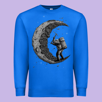 Digging The Moon Premium Sweatshirt Designed By Artisfamous