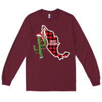 Burgundy Merry Christmas Long Sleeve Tee - CowhideDigitalArt
