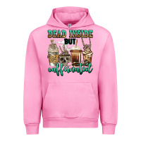 Fuchsia Pink dead inside but caffeinated skeleton coffee cups Urban Hoodie - Jasminsmagicworld