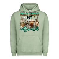 Pigment Oil Green dead inside but caffeinated skeleton coffee cups Urban Hoodie - Jasminsmagicworld