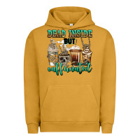 Pigment Peanut Butter dead inside but caffeinated skeleton coffee cups Urban Hoodie - Jasminsmagicworld