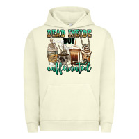 Pigment Pistachio dead inside but caffeinated skeleton coffee cups Urban Hoodie - Jasminsmagicworld