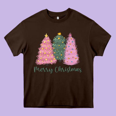 Merry Christmas Trees Heavy Core Tee Designed By Cowgirlartshop