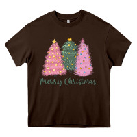 Chocolate Brown merry christmas trees Heavy Core Tee - CowGirlArtShop