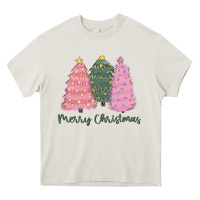 Cream merry christmas trees Heavy Core Tee - CowGirlArtShop
