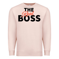 Pale Pink the real boss matching couple Premium Sweatshirt - artisFamous
