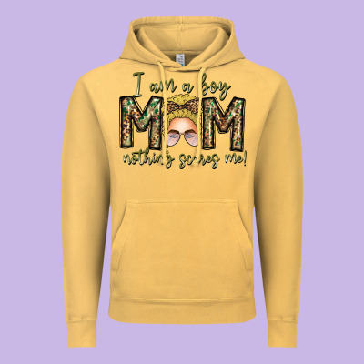 Iam Boy Mom Nothing Scares Me Vintage Hoodie Designed By Cowhidedigitalart