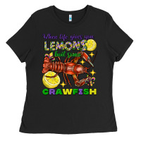 Black When life gives you lemons boil some crawfish Ladies Tee - FaDigitalArtStudio