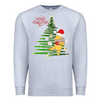 Heather Grey Winnie The Pooh- Merry christmas Premium Sweatshirt - artisFamous