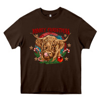 Chocolate Brown mooey christmas Heavy Core Tee - CowGirlArtShop