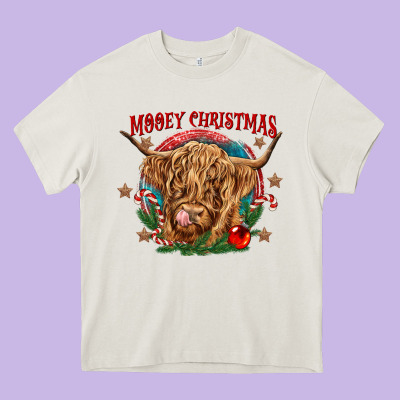Mooey Christmas Heavy Core Tee Designed By Cowgirlartshop