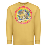 Antique Gold george carlin   retro rainbow faded style Premium Sweatshirt - artisFamous