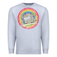Heather Grey george carlin   retro rainbow faded style Premium Sweatshirt - artisFamous