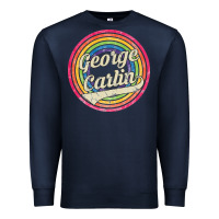 Navy george carlin   retro rainbow faded style Premium Sweatshirt - artisFamous