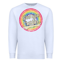 White george carlin   retro rainbow faded style Premium Sweatshirt - artisFamous