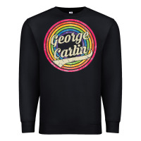Black george carlin   retro rainbow faded style Premium Sweatshirt - artisFamous
