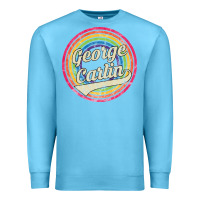 Ocean Blue george carlin   retro rainbow faded style Premium Sweatshirt - artisFamous