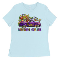 Baby Blue mardi gras skull truck Ladies Tee - FaDigitalArtStudio