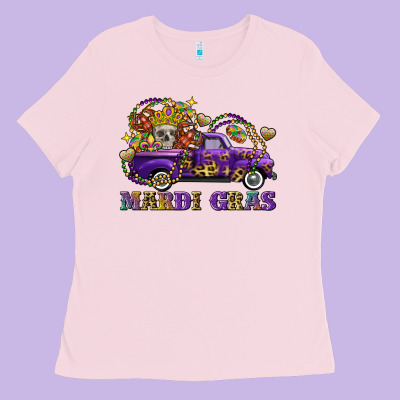Mardi Gras Skull Truck Ladies Tee Designed By Fadigitalartstudio