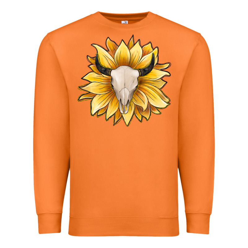 Sunflower Bull Skull Premium Sweatshirt by JahusDesignShop | Teevron