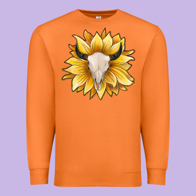 Sunflower Bull Skull Premium Sweatshirt Designed By Jahusdesignshop