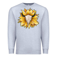 Heather Grey sunflower bull skull Premium Sweatshirt - JahusDesignShop