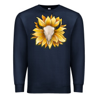 Navy sunflower bull skull Premium Sweatshirt - JahusDesignShop