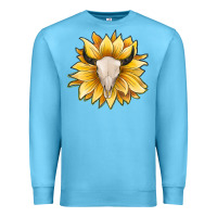 Ocean Blue sunflower bull skull Premium Sweatshirt - JahusDesignShop