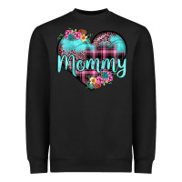 Black mommy leopard turquoise heart Heavyweight Sweatshirt - JahusDesignShop