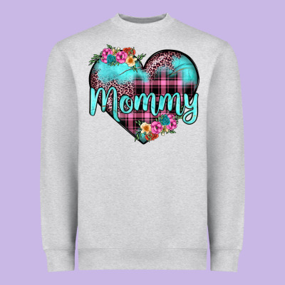 Mommy Leopard Turquoise Heart Heavyweight Sweatshirt Designed By Jahusdesignshop