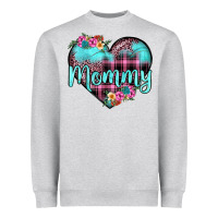 Heather Grey mommy leopard turquoise heart Heavyweight Sweatshirt - JahusDesignShop