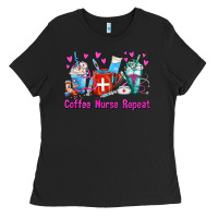 Black Coffee Nurse Repeat Nurse Coffee Cups Ladies Tee - FaDigitalArtStudio